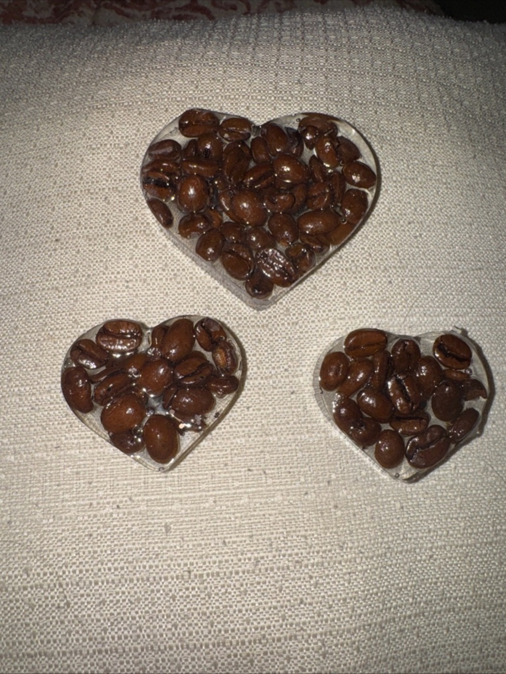 Handmade Heart Coffee Bean Magnets - Brown